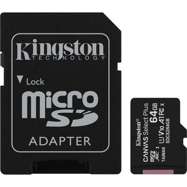 Afbeelding van Kingston Canvas Select Plus microSD 64 GB geheugenkaart